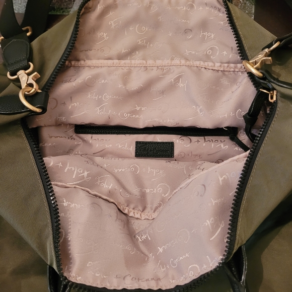 Foley & Corinna Fusion Expandable Weekender Bag Desert Green Liberated Leather - Picture 7 of 15